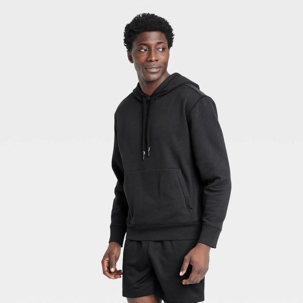 Men's Cotton Fleece Hooded Sweatshirt - All in Motion Jet Black XXL